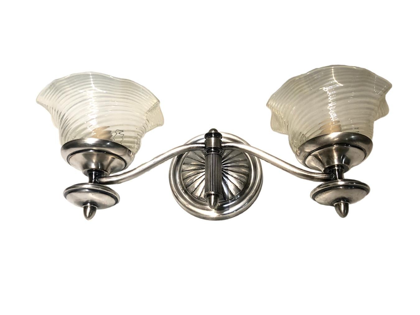 Italian Pair of Horizontal Opaline Glass Sconces For Sale