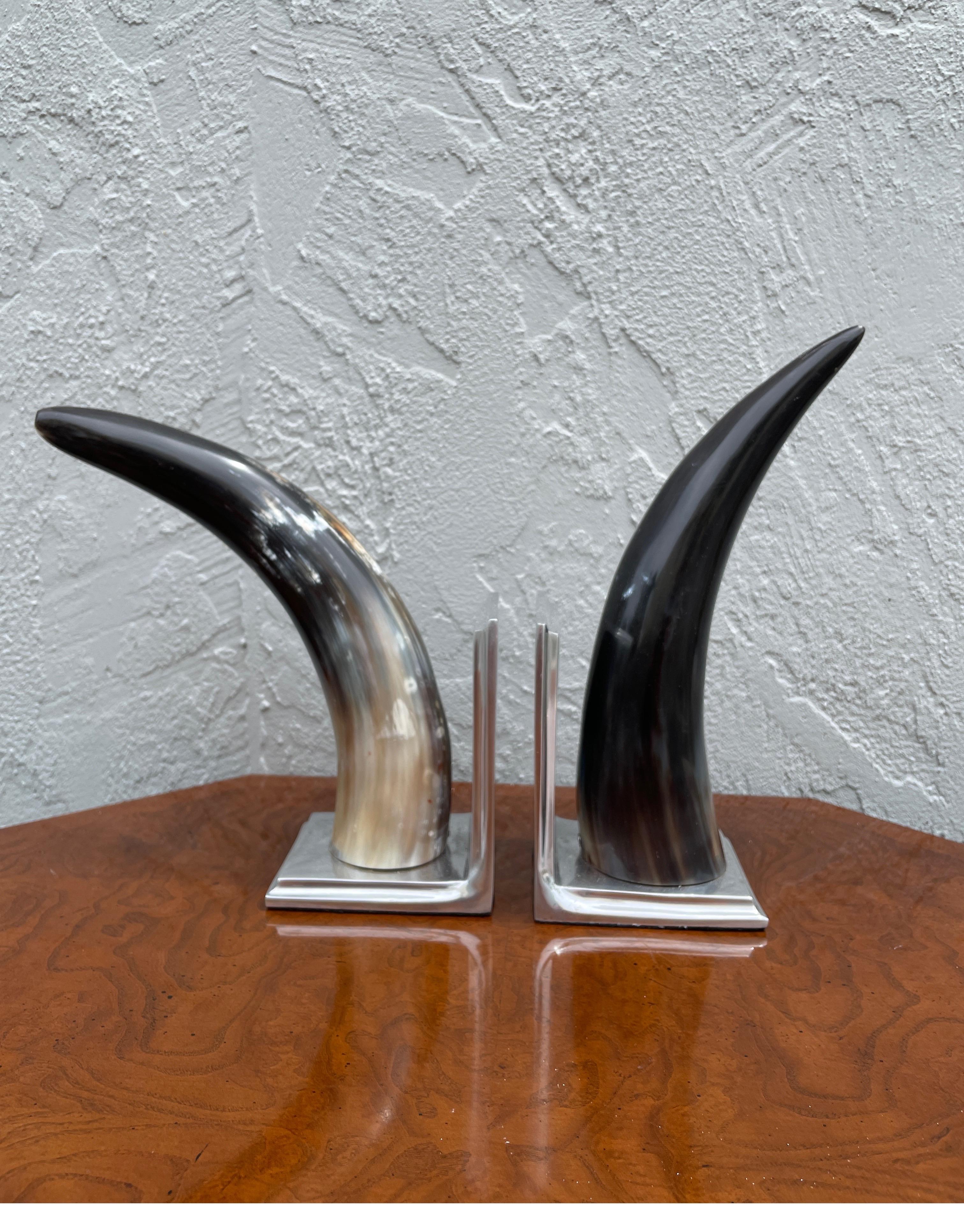 Pair of horn mounted bookends.