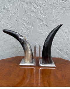 Pair of Vintage Horn Bookends, 20th Century, Elegant Home Accents