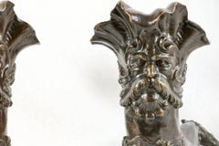 Pair of Horn-Shaped Mirror Image Continental 19th Century Bronze Centaurs