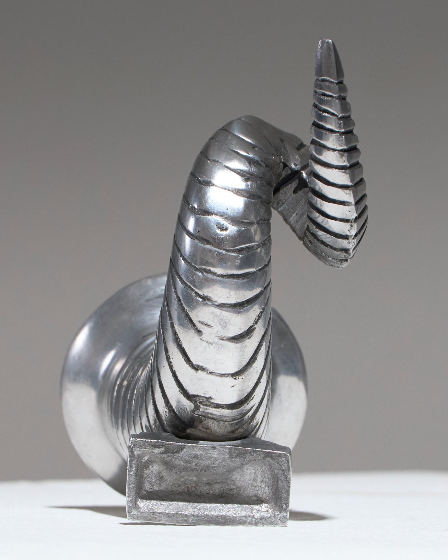 Metal Pair of Horn Silver-Plated Candlesticks, 1960s For Sale