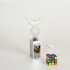 Pair of "Horn" Table Lamps in Murano Glass and Chrome, Italy, 1970s