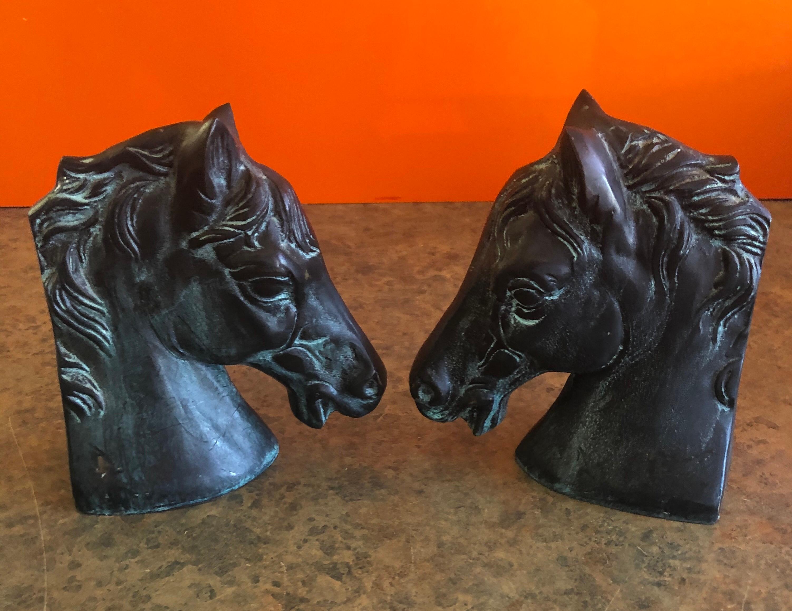 bronze horse head bookends