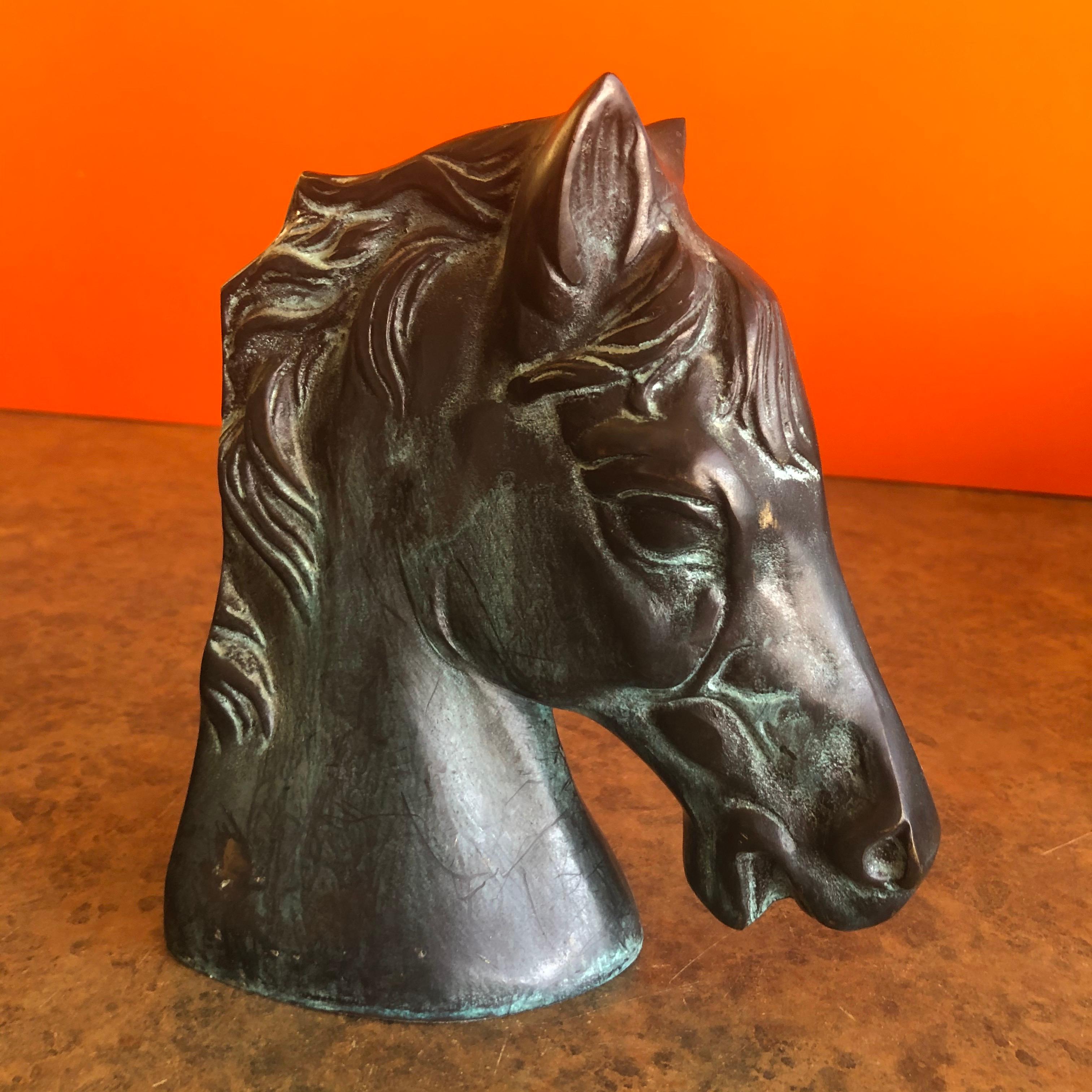Pair of Horse Head Bookends in Bronze In Good Condition In San Diego, CA