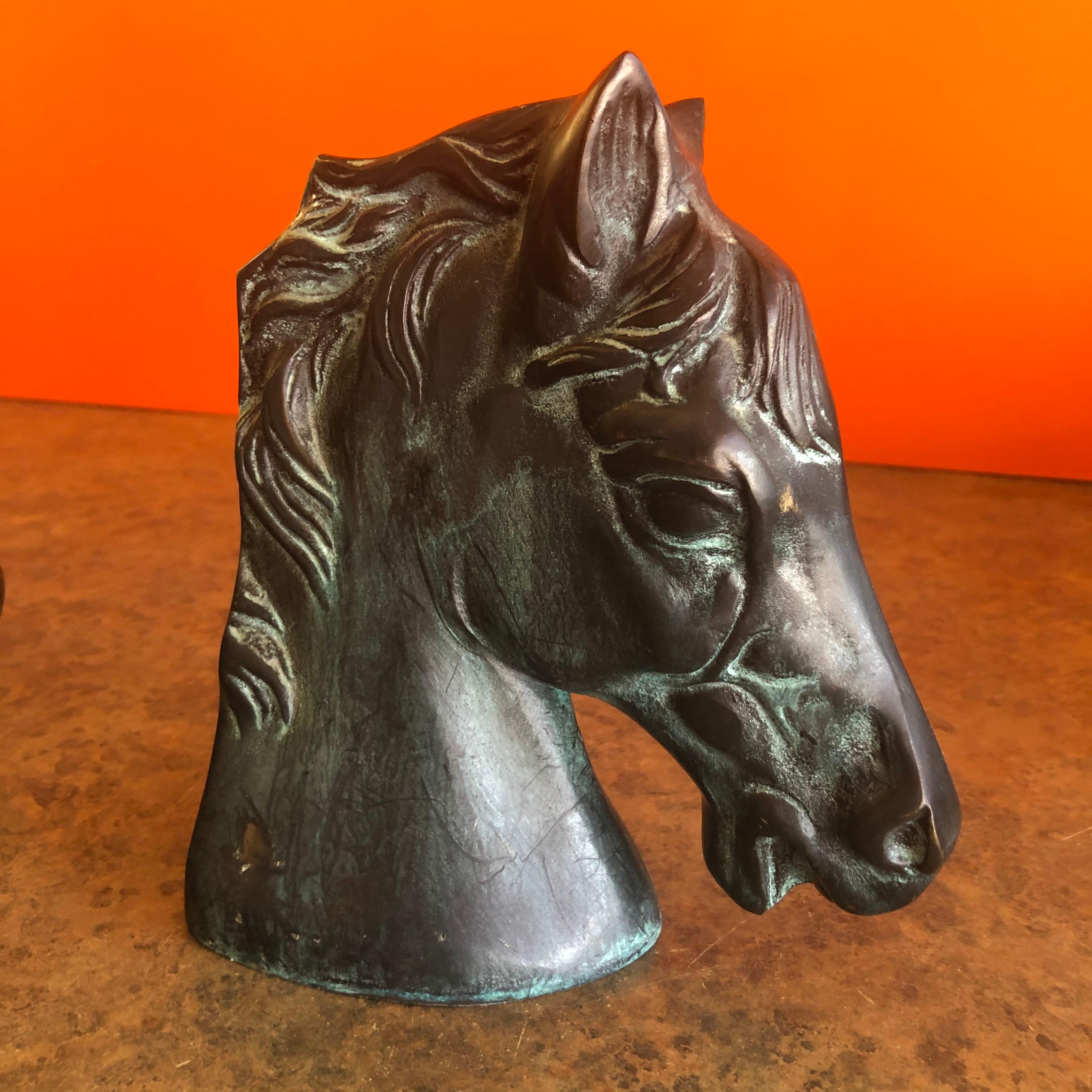 Pair of Horse Head Bookends in Bronze 1