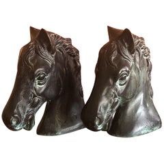 Pair of Horse Head Bookends in Bronze