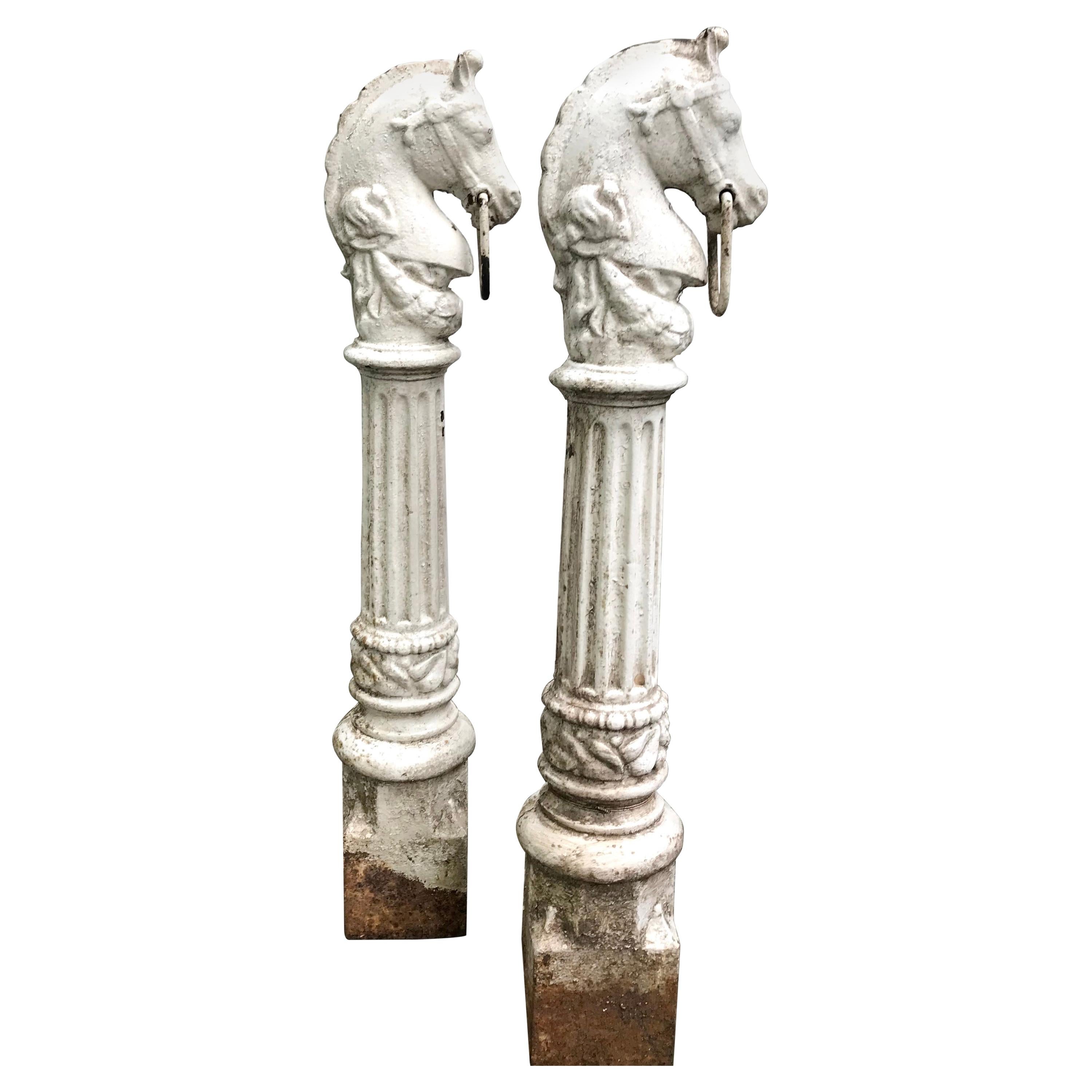 Pair of Horse Head Hitching Posts
