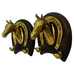 Pair of Horse-Shaped Brass Coat Hangers, 1970s