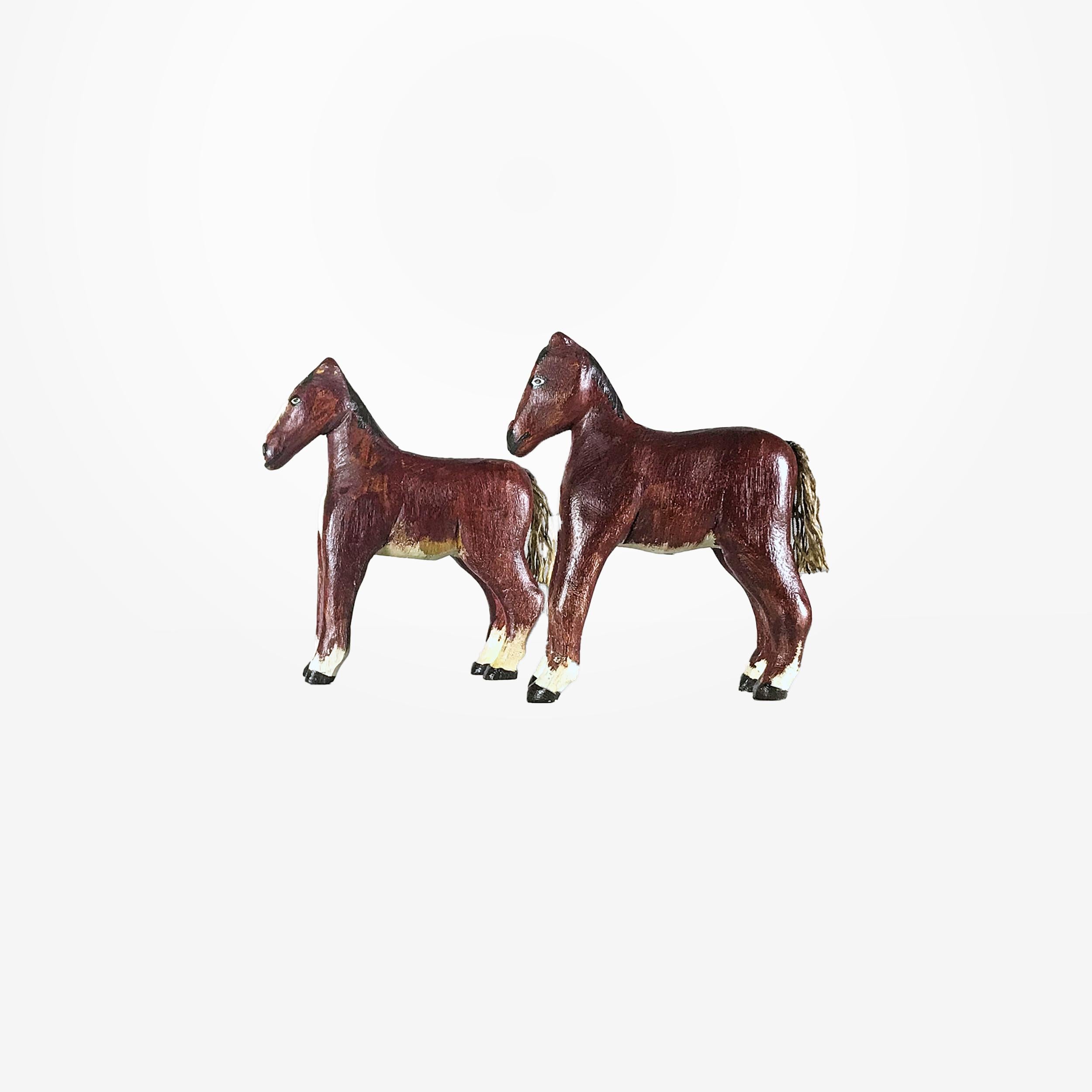 Folk Art Pair of Horse Toys