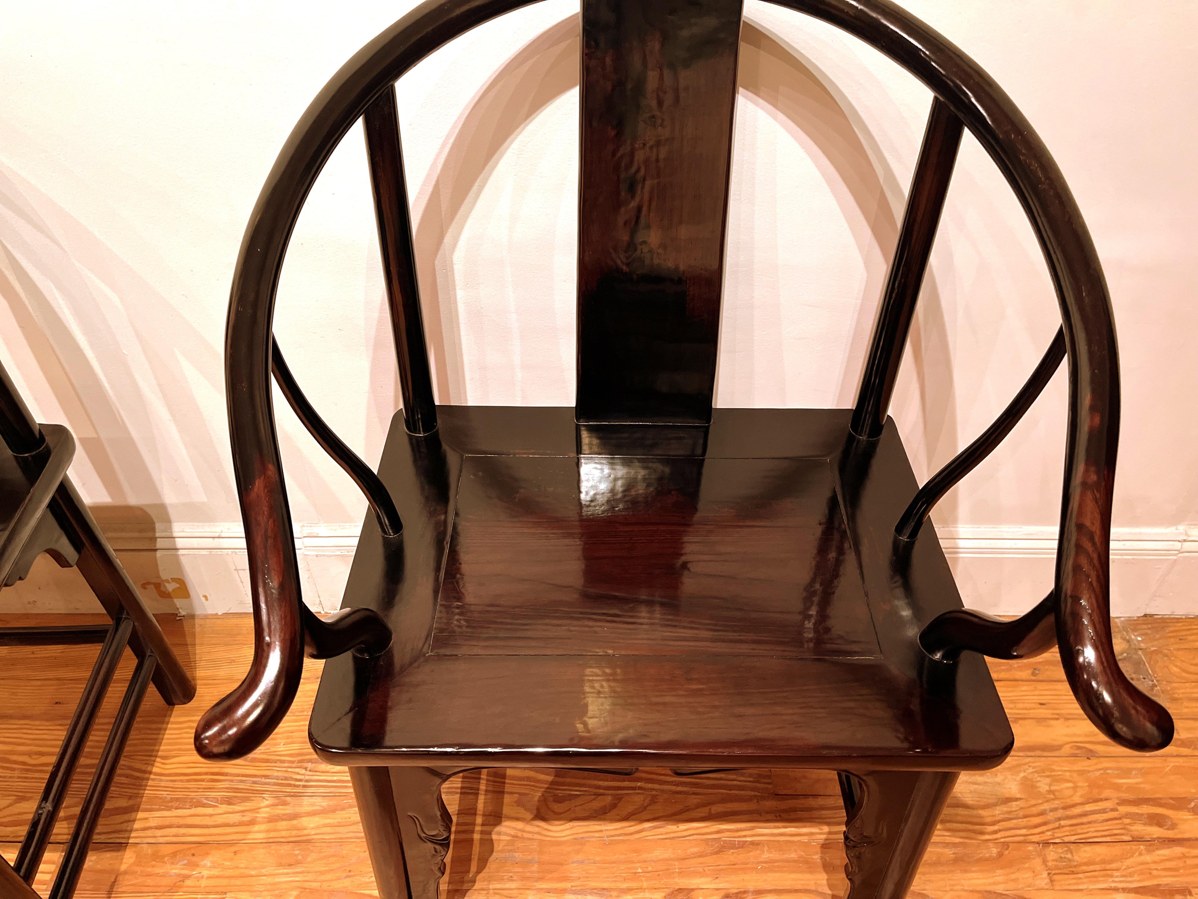 Pair of Horseshoe Back Armchairs For Sale 7