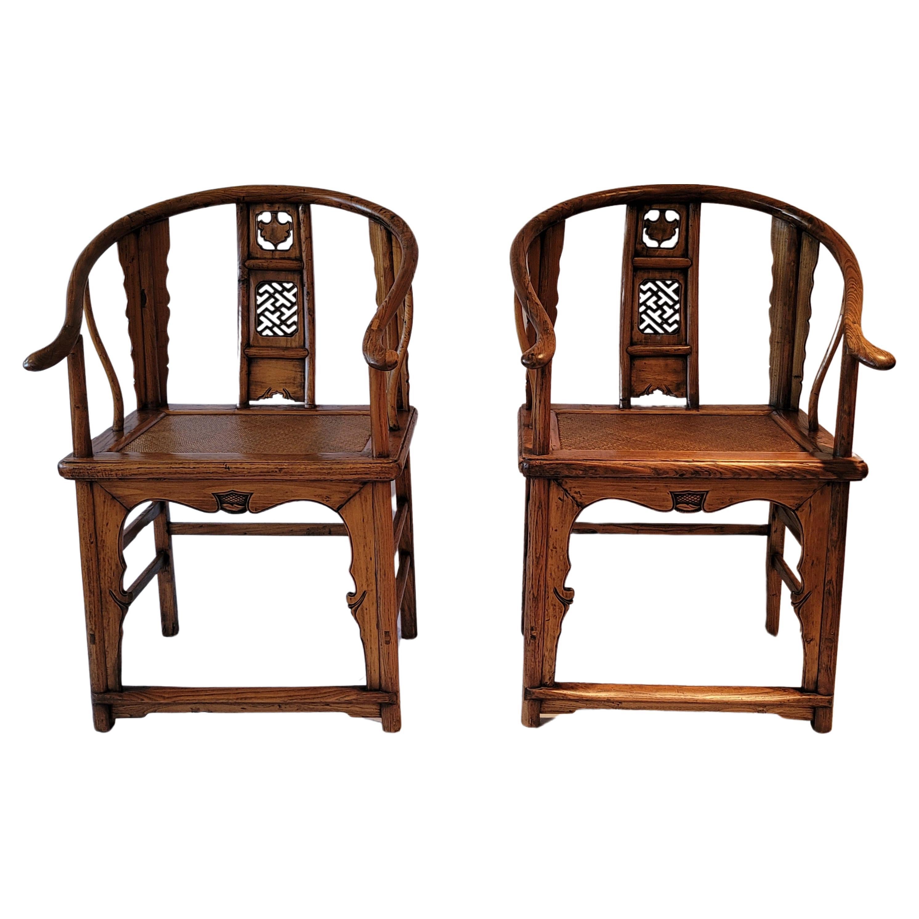 Pair of Horseshoe Back Chairs - mid 19th Century For Sale