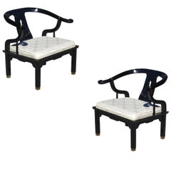 Pair of Horseshoe Lounge Chairs in the Manner of James Mont