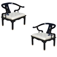 Pair of Horseshoe Lounge Chairs in the Manner of James Mont