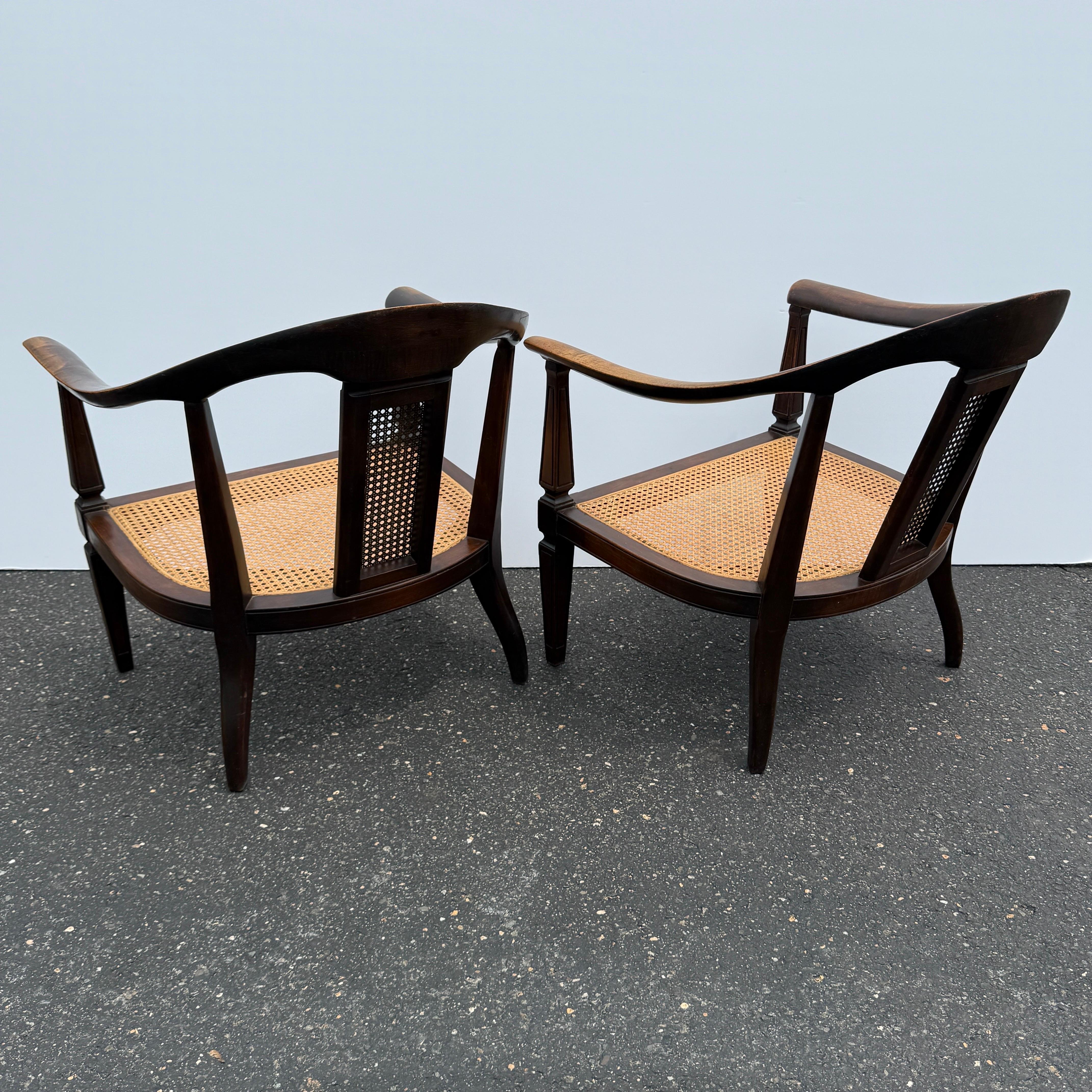 Pair of Horseshoe Shape Occasional Lounge Cane Armchairs For Sale 3