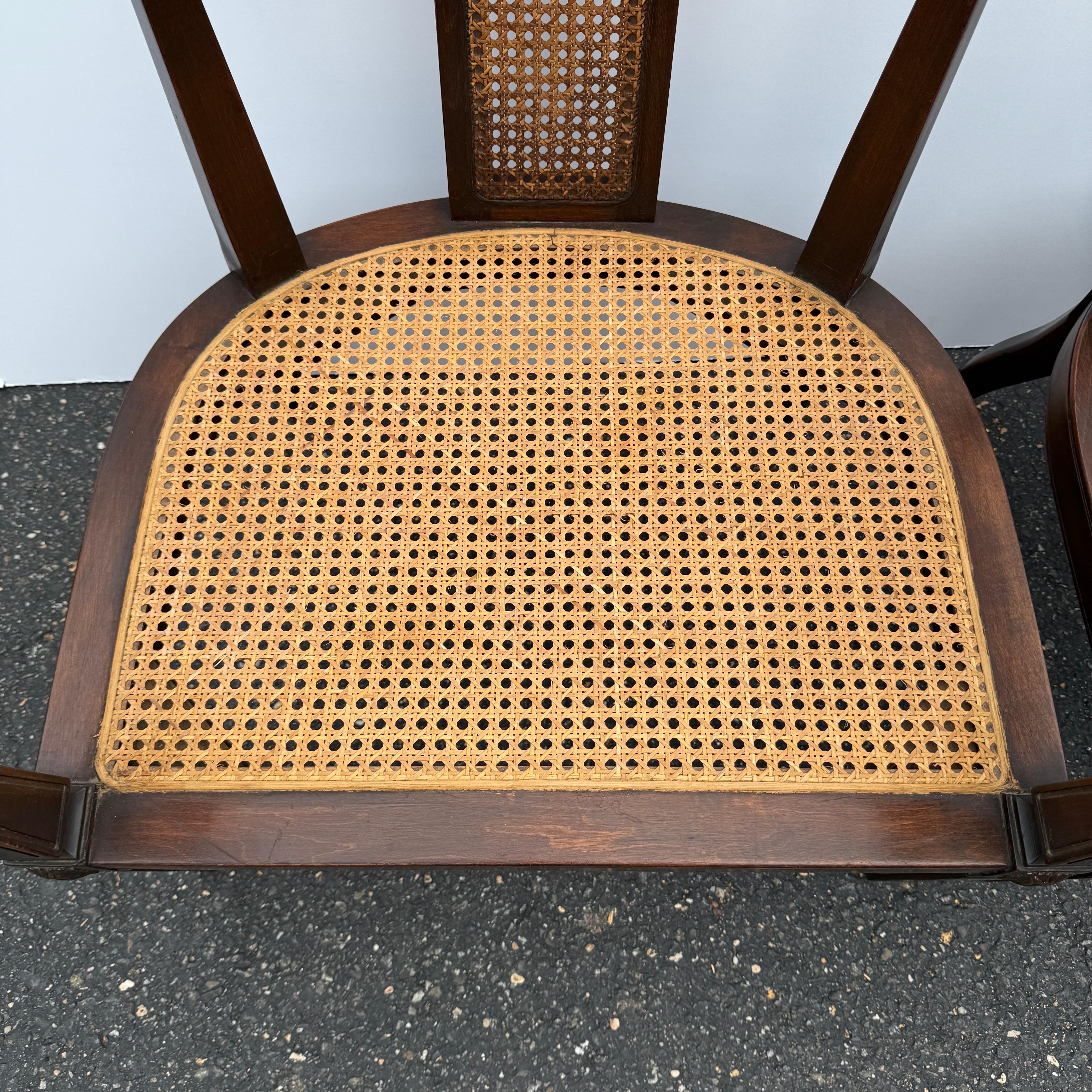 Pair of Horseshoe Shape Occasional Lounge Cane Armchairs For Sale 4