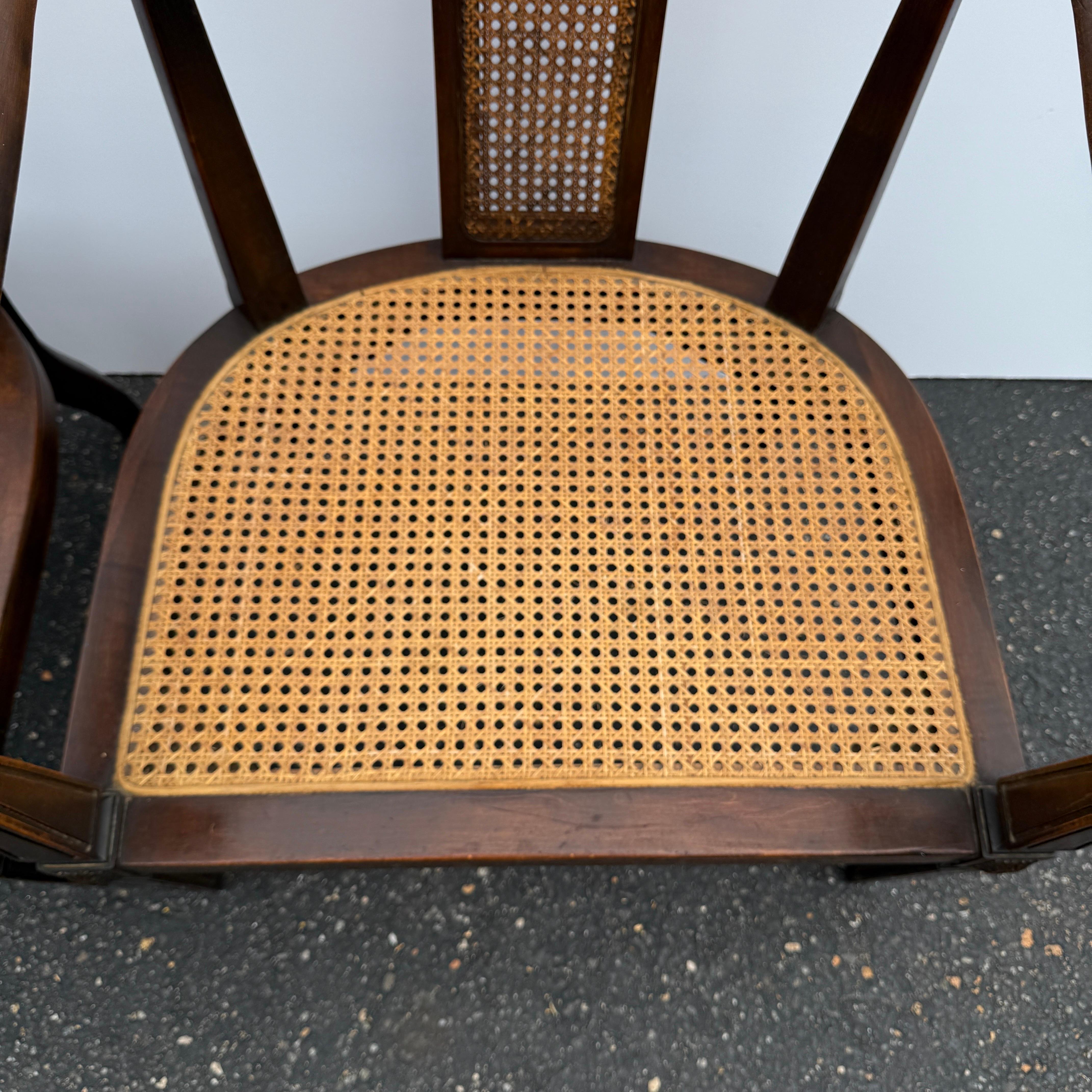 Pair of Horseshoe Shape Occasional Lounge Cane Armchairs For Sale 7