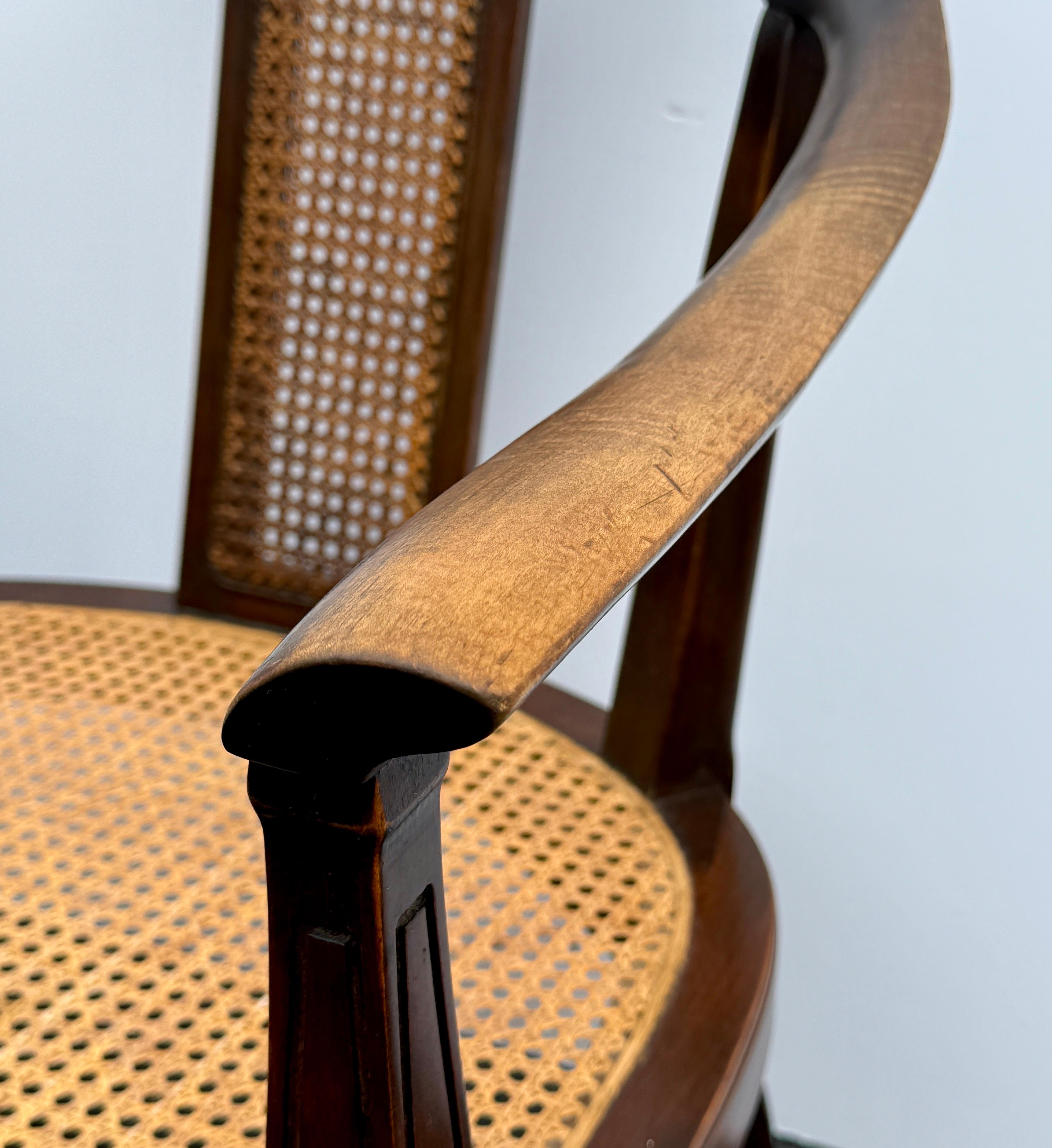 Pair of Horseshoe Shape Occasional Lounge Cane Armchairs For Sale 10