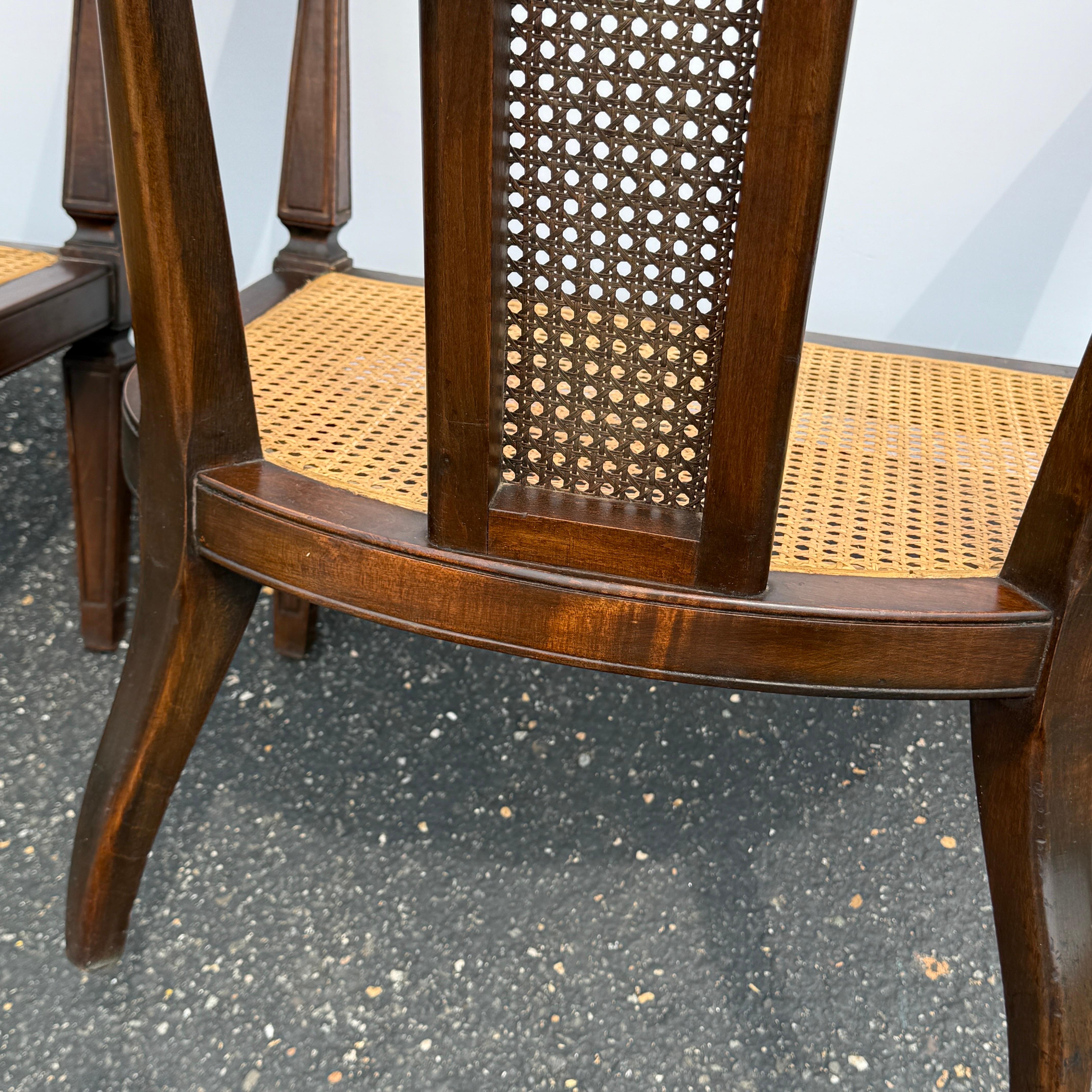 Pair of Horseshoe Shape Occasional Lounge Cane Armchairs For Sale 13