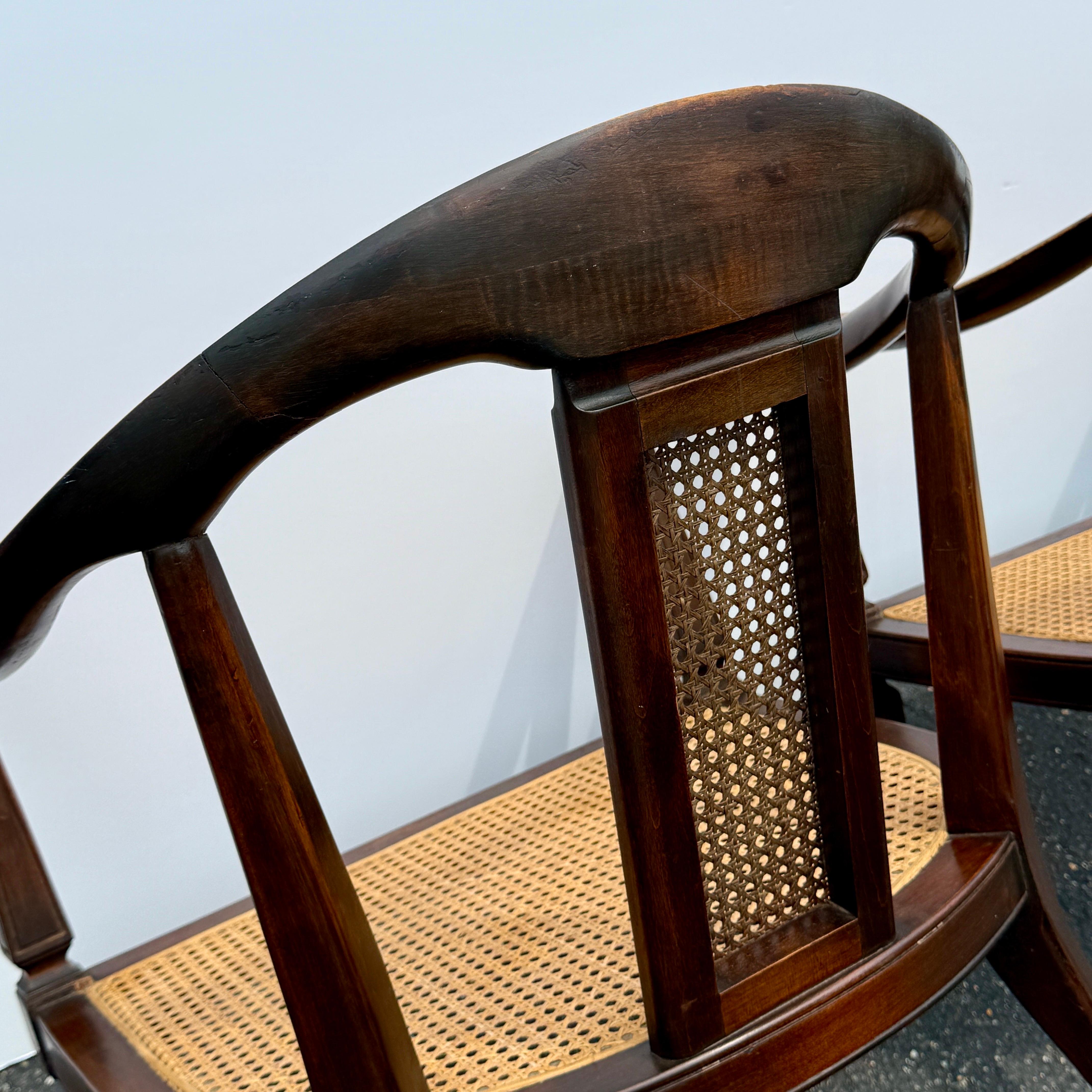 Pair of Horseshoe Shape Occasional Lounge Cane Armchairs im Angebot 12