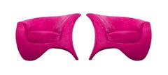 Pair of Hot Pink Vladimir Kagan Sculptural Hurricane Lounge/Club Chairs