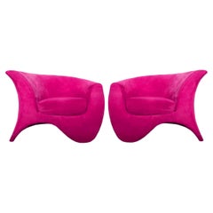 Pair of Hot Pink Vladimir Kagan Sculptural Hurricane Lounge/Club Chairs