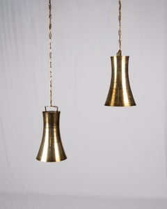 Pair of hourglass pendants in brass, 1960s