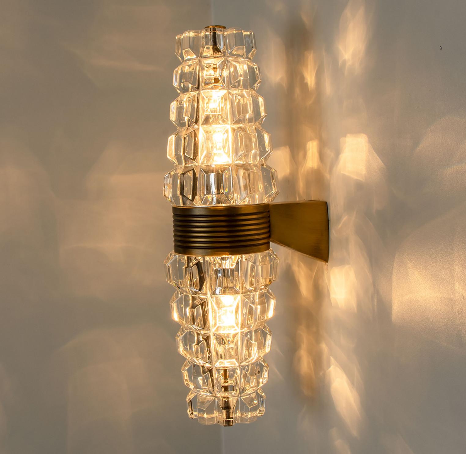 French Pair of Hourglass Shaped Old Brass Wall Sconce, France, Europe, 1970s For Sale