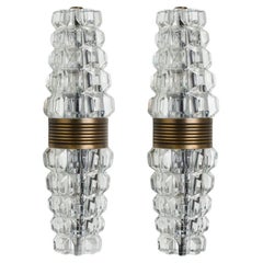 Pair of Hourglass Shaped Old Brass Wall Sconce, France, Europe, 1970s