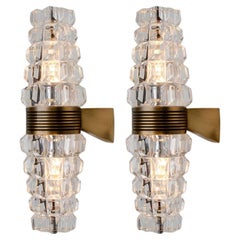 Pair of Hourglass Shaped Old Brass Wall Sconce, France, Europe, 1970s
