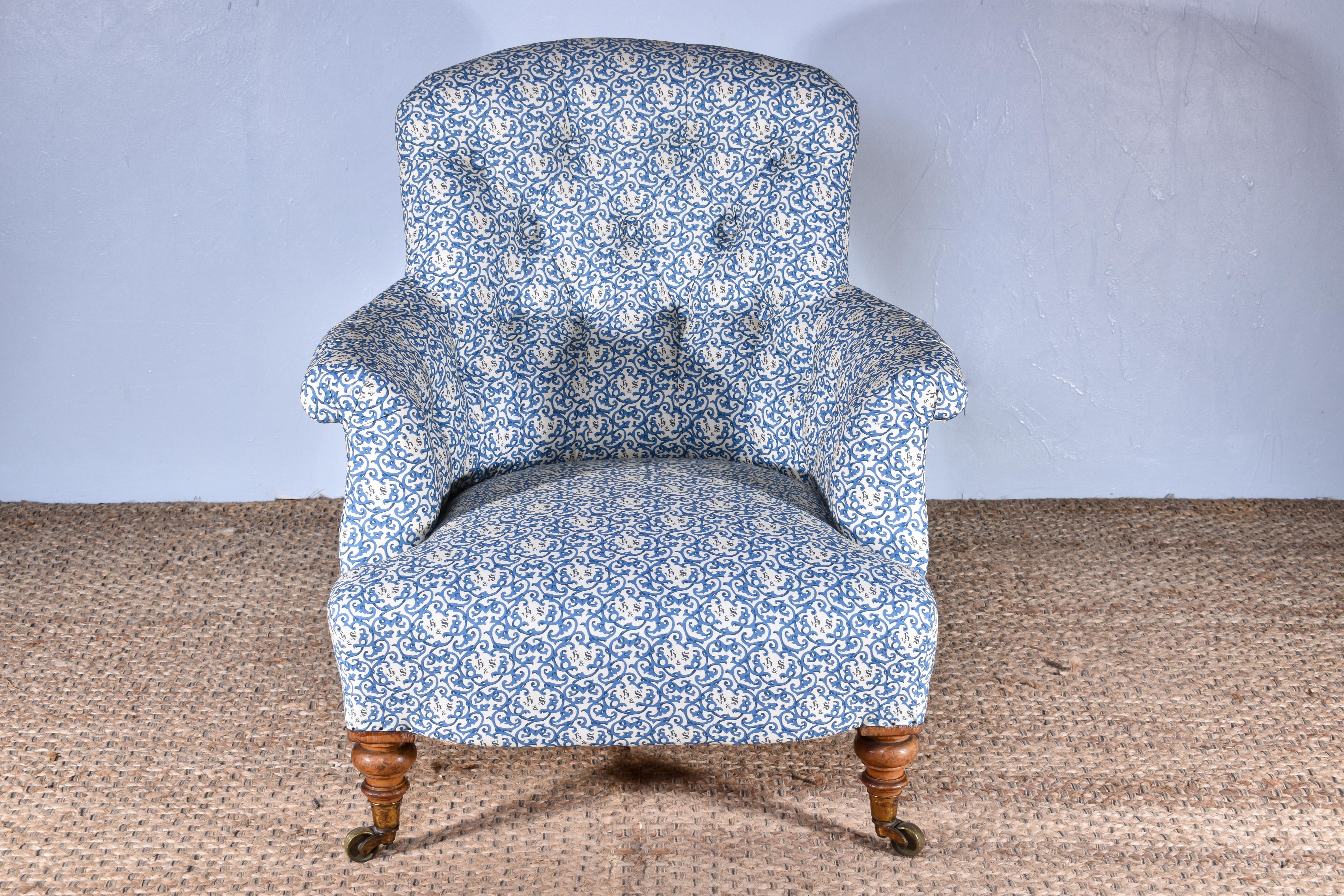 Turned Pair Of Howard & Sons Armchairs