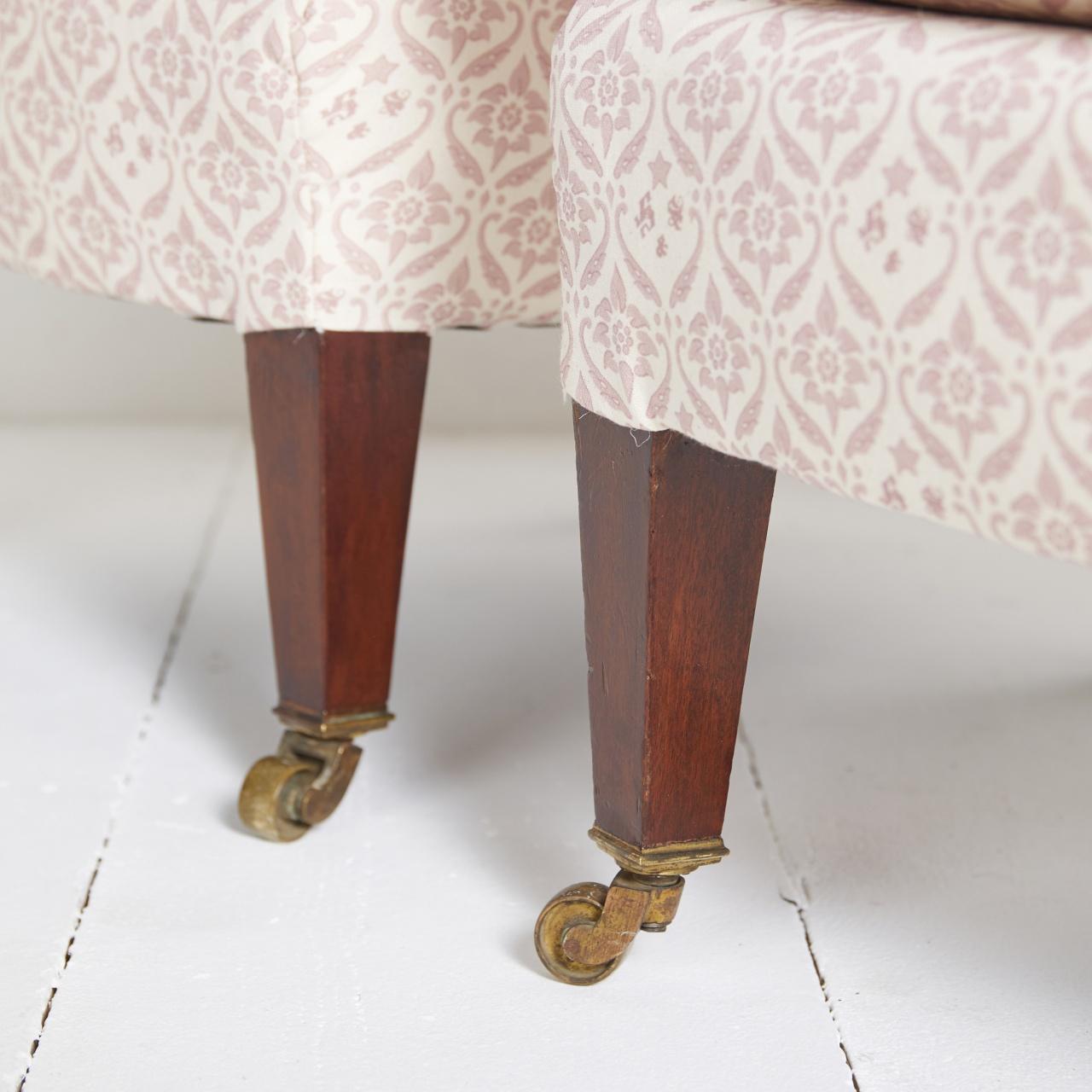 Hand-Crafted Pair of Howard & sons bout de pied bedroom nursing chairs For Sale