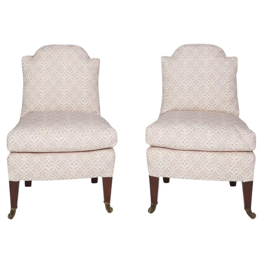 Pair of Howard & sons bout de pied bedroom nursing chairs For Sale