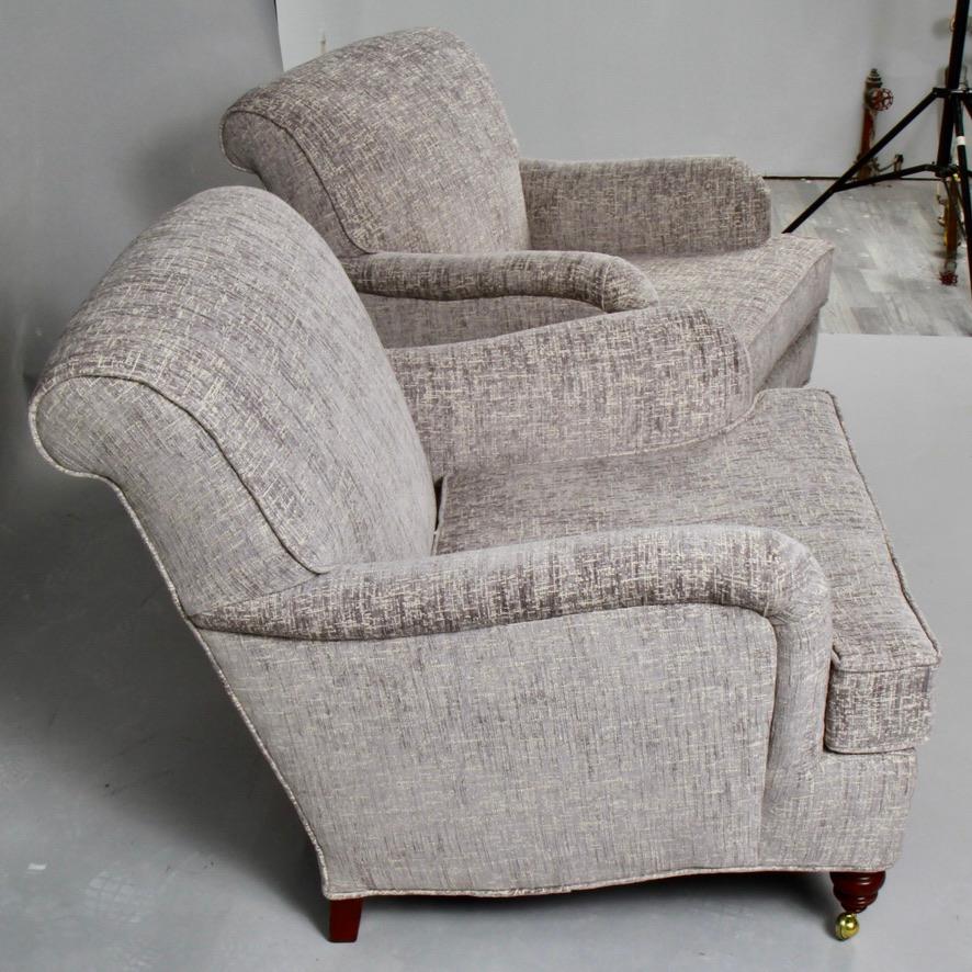 European Pair of Howard & Sons Bridgewater Style Lounge Chairs