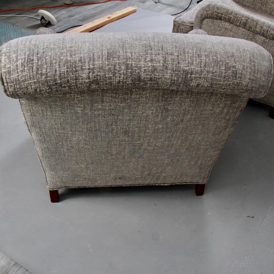 Chenille Pair of Howard & Sons Bridgewater Style Lounge Chairs