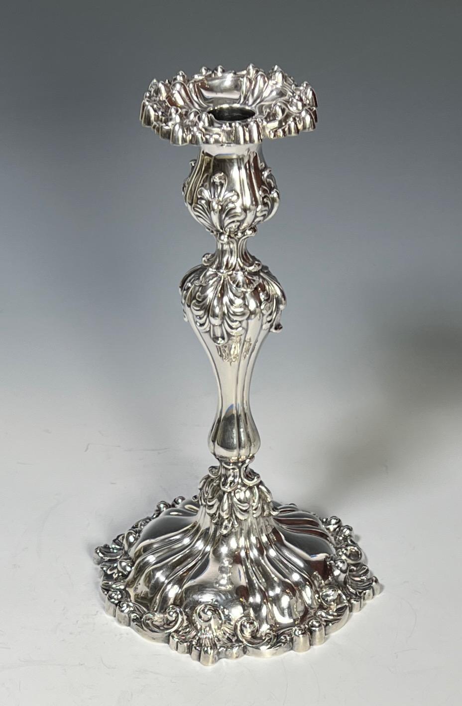 Pair of Howard Sterling Silver Elaborate Candlesticks In Good Condition For Sale In Great Barrington, MA