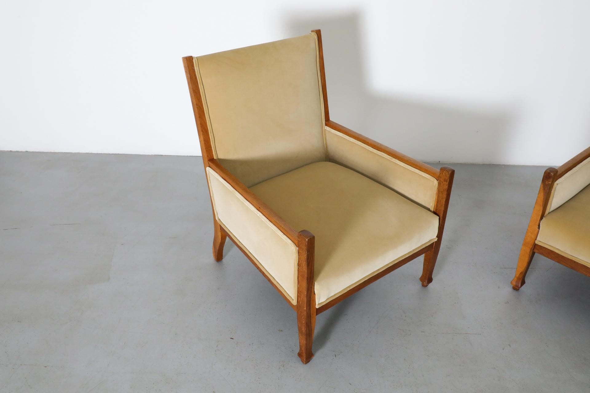 Paar von H.P. Berlage inspirierte Eichenholz Amsterdam School / Art Deco-Sessel 3