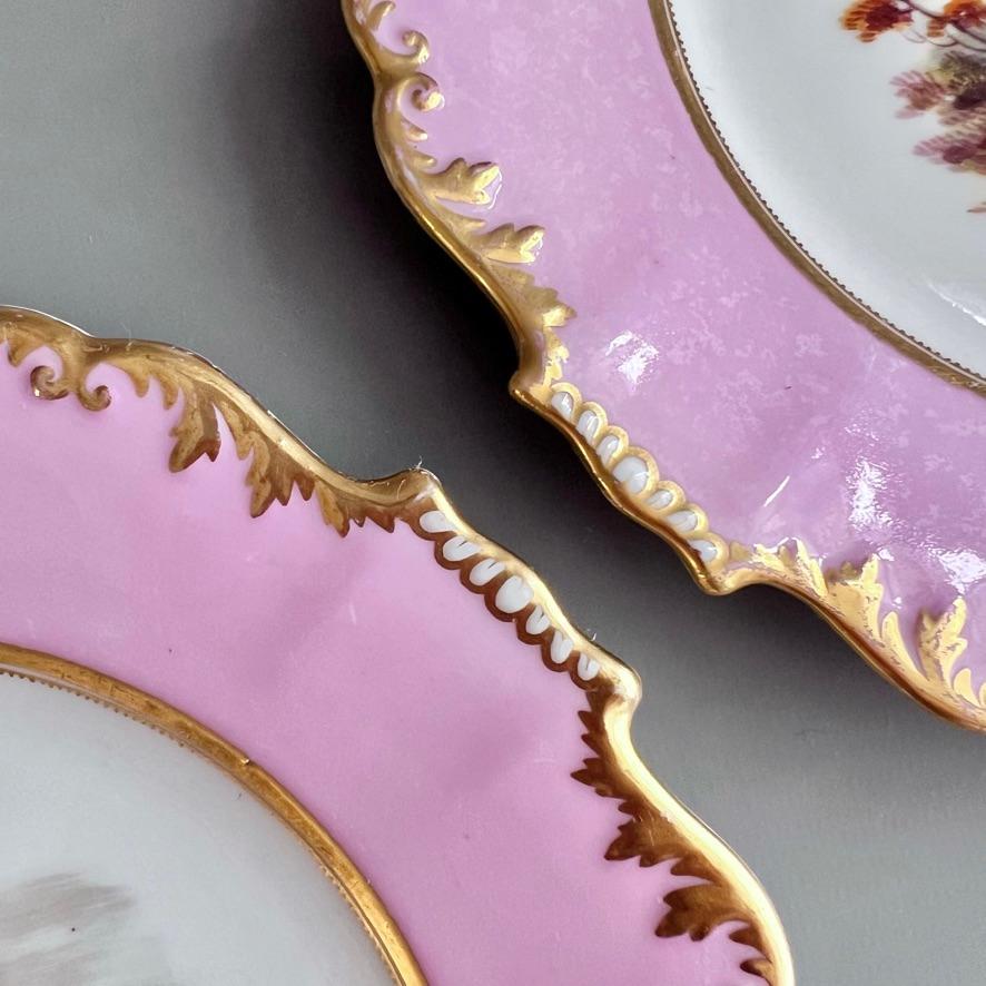 Coppia di piatti H&R Daniel, forma Shrewsbury, rosa, paesaggi Patt.4276, 1827 ca. 4