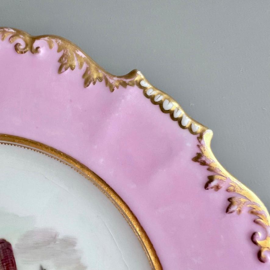 Coppia di piatti H&R Daniel, forma Shrewsbury, rosa, paesaggi Patt.4276, 1827 ca. 5