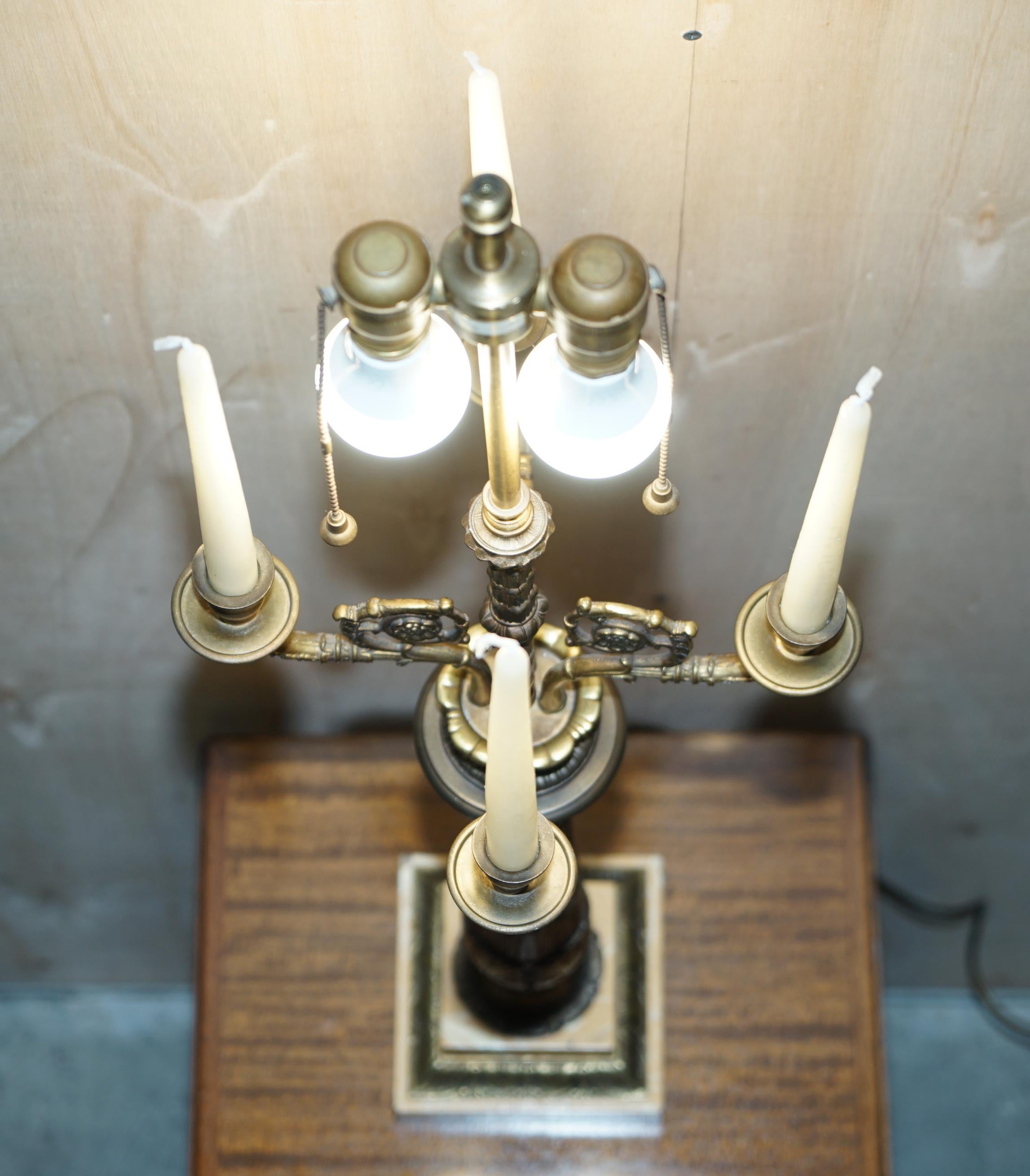 Pair of Huge Warren Kessler New York 4 Branch Candelabra Table Lamps For Sale 6