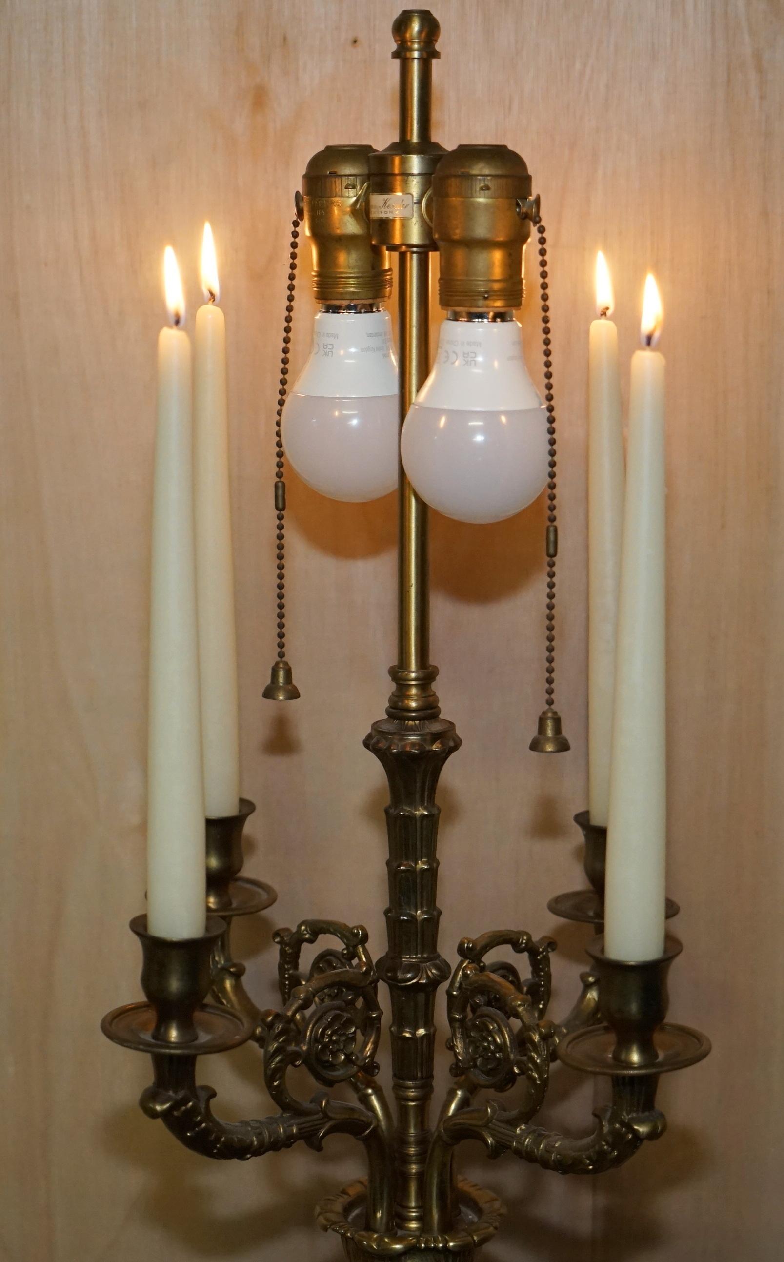 Pair of Huge Warren Kessler New York 4 Branch Candelabra Table Lamps For Sale 9