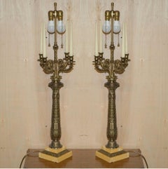 Pair of Huge Warren Kessler New York 4 Branch Candelabra Table Lamps
