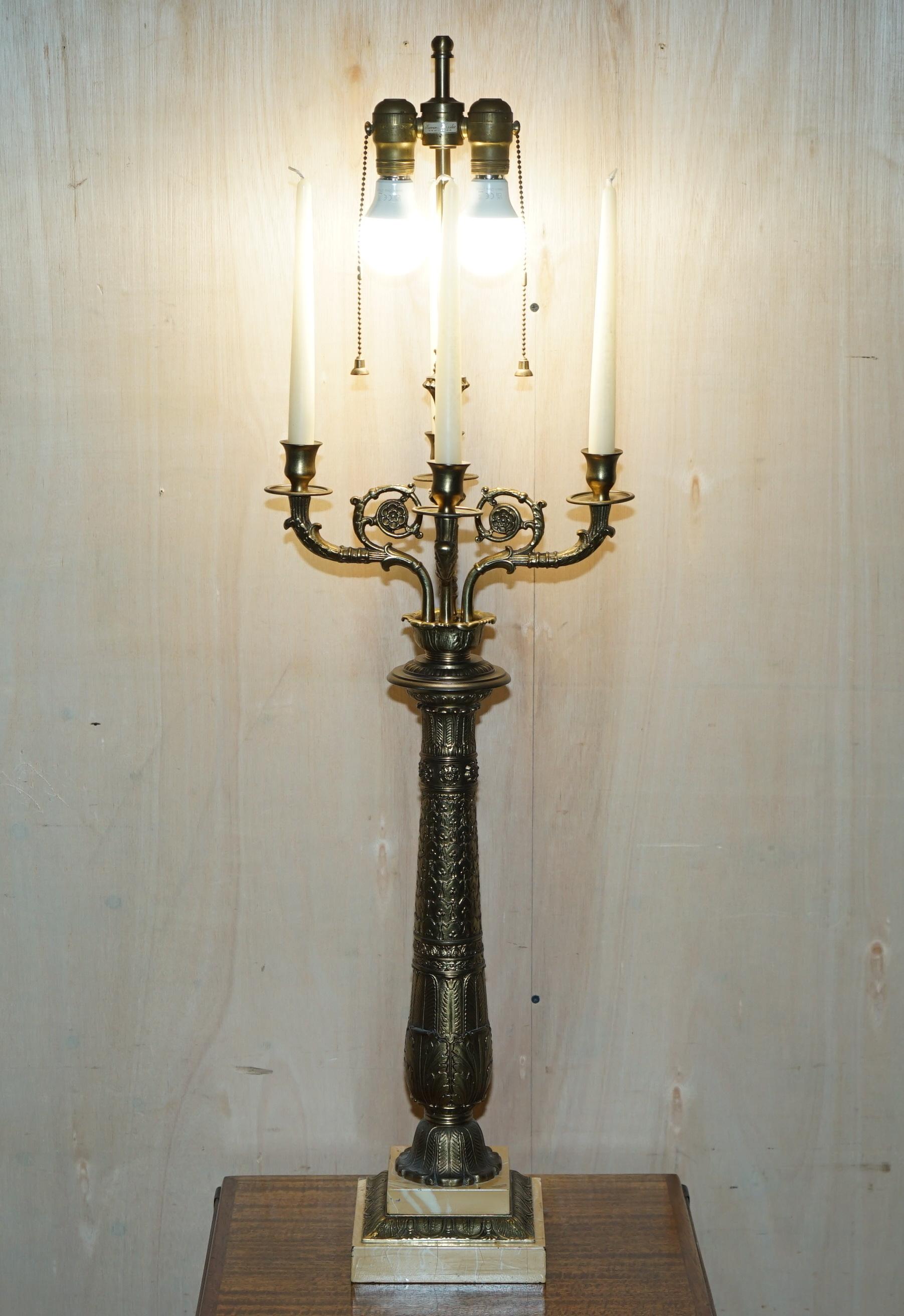 Victorian Pair of Huge Warren Kessler New York 4 Branch Candelabra Table Lamps For Sale