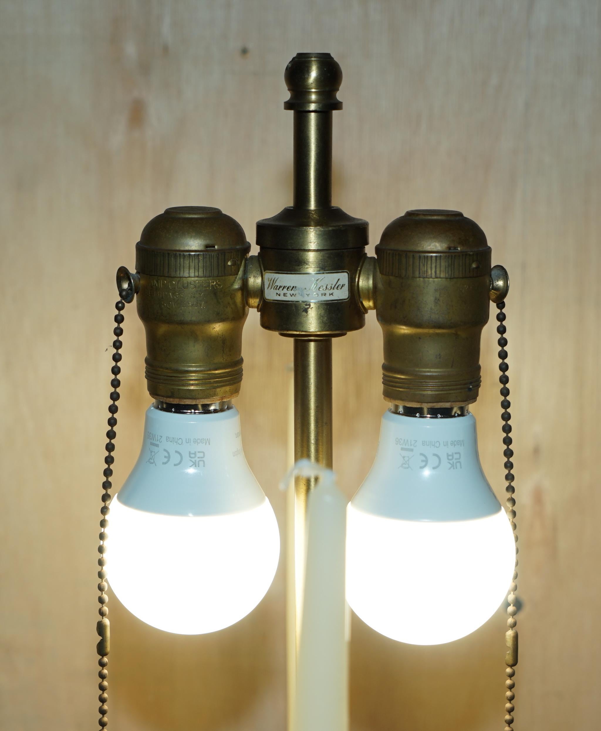 Victorian Pair of Huge Warren Kessler New York 4 Branch Candelabra Table Lamps For Sale