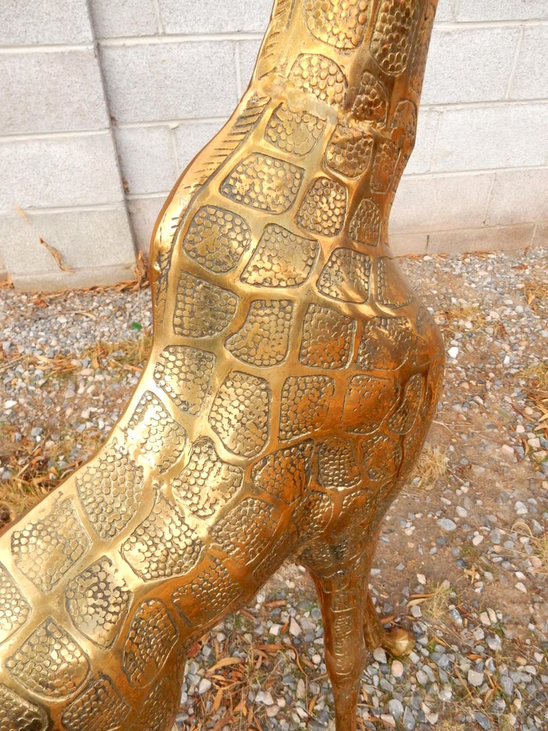 Pair of Large Brass Giraffe Floor Statues For Sale at 1stDibs