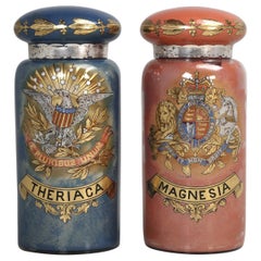 Pair of Huge Antique Apothecary Display Bottles