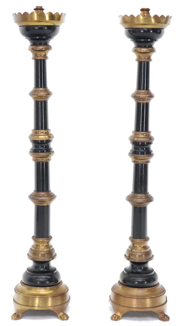 Pair of Huge Brass Floor Candlesticks Torcheres at 1stDibs floor