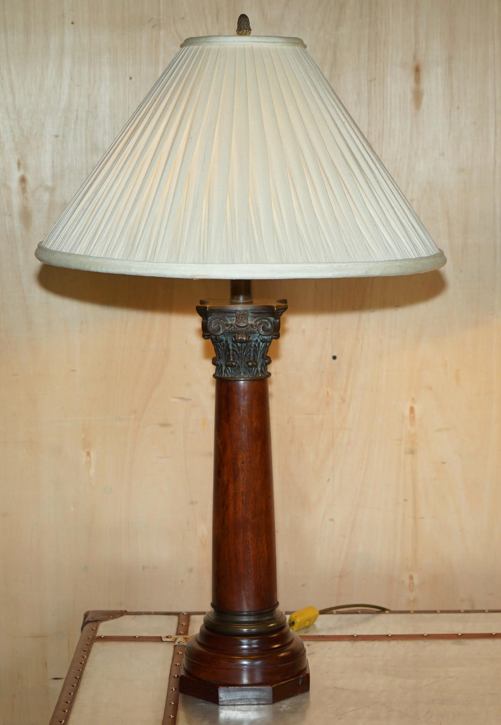 PAIR OF HUGE 95CM GRAND TOUR STYLE ROMAN CORiNTHIAN PILLAR BRASS DESK LAMPS For Sale 6