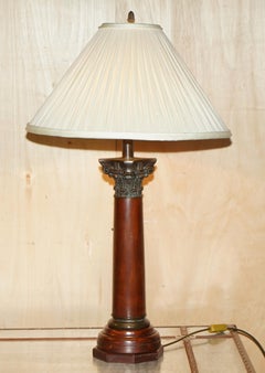 PAIR OF HUGE 95CM GRAND TOUR STYLE ROMAN CORiNTHIAN PILLAR BRASS DESK LAMPS