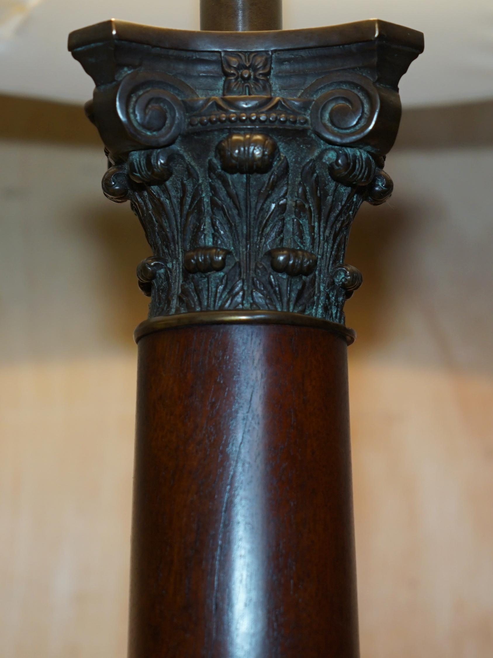 PAIR OF HUGE 95CM GRAND TOUR STYLE ROMAN CORiNTHIAN PILLAR BRASS DESK LAMPS For Sale 1