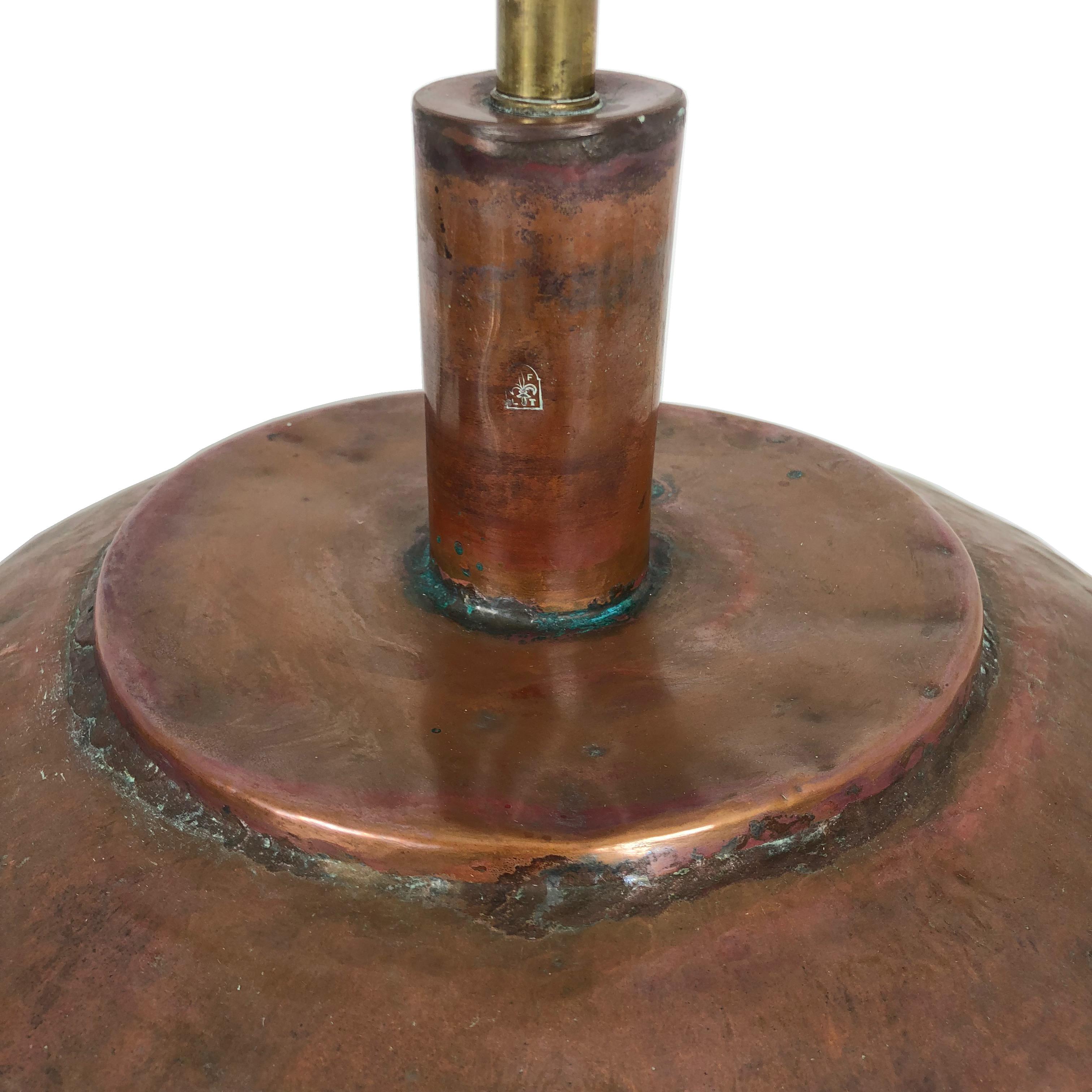 Pair of Huge Adjustable Copper Table Lamps with Brass, 1970s, Florence, Italy In Good Condition For Sale In Rome, IT
